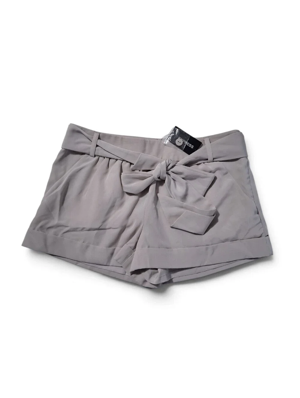 Express Gray Paperbag Tie-Waist Tailored Shorts with Cuffed Hem Womens Size 0